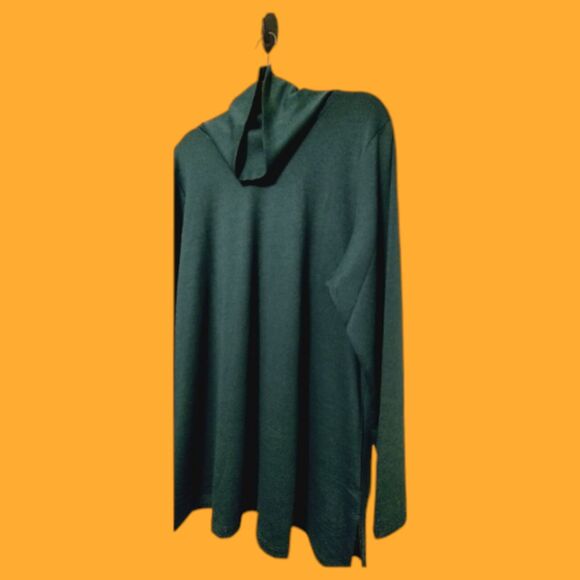 NEW XL Denim & Co. Essentials Dark Teal Green Blue Lightweight Cowl Neck Sweater - Picture 1 of 7